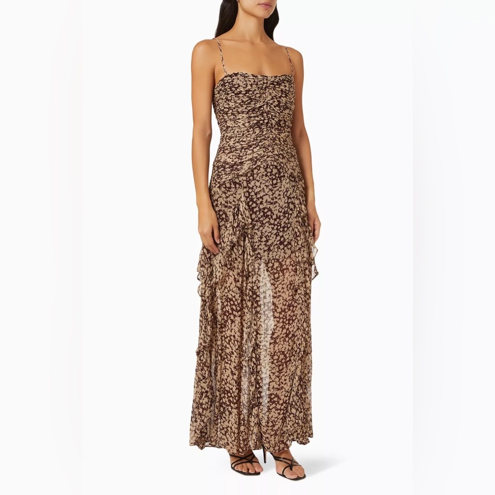 Shona Joy Valeria Ruched Frill Maxi Dress
